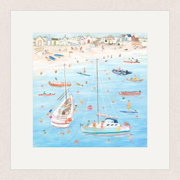 Boats In The Bay Framed Limited Edition Art Print by Imogen Davis