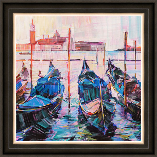 Sunset Gondolas (Venice) Framed Limited Edition Art Print by Colin Brown