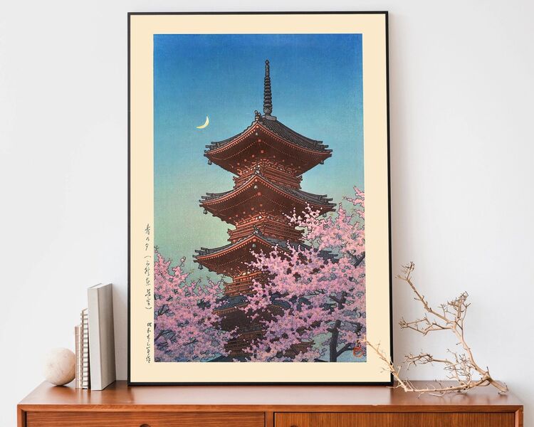 Spring Evening At Toshogu in Ueno Framed Art Print by Hasui Kawase