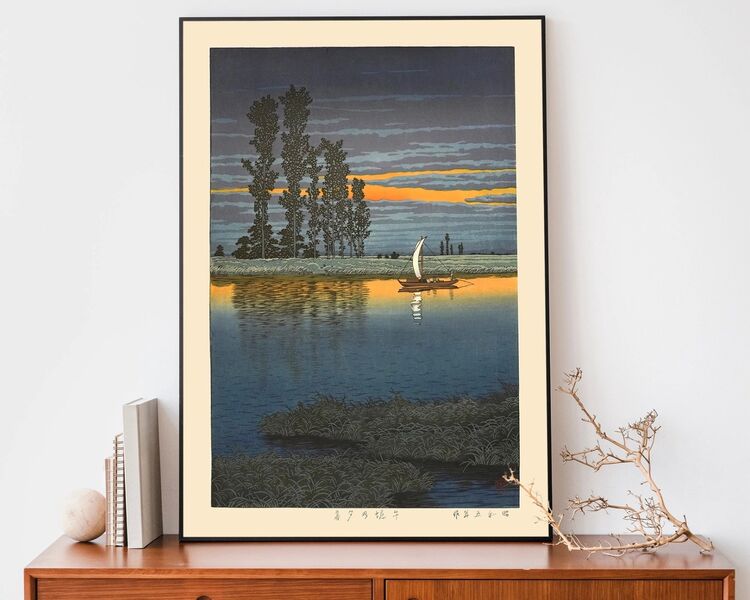 Twilight At Ushibori Framed Art Print by Hasui Kawase
