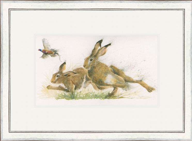 Great Escape - Hares Framed Limited Edition Art Print by Kay Johns