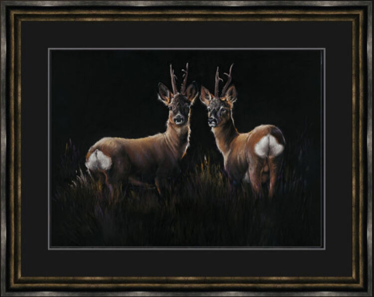 Two in a Roe Framed Limited Edition Art Print by Kay Johns