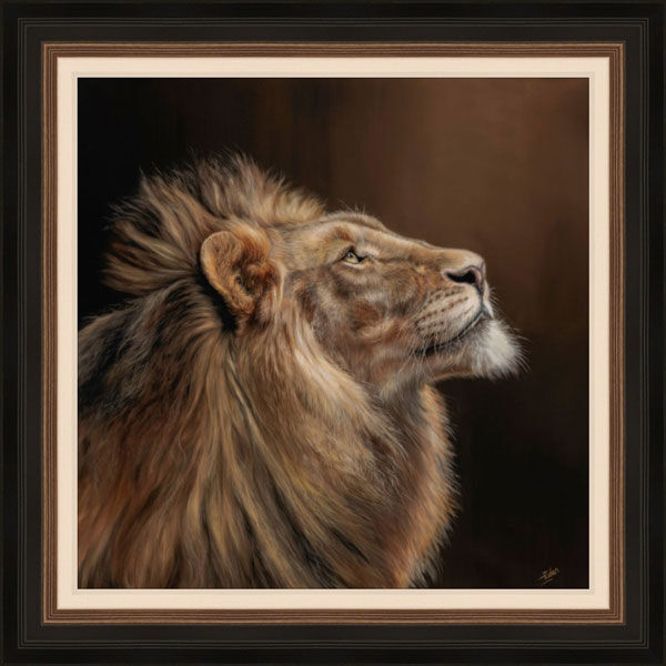 Into The Light - Lion Framed Limited Edition Art Print by Sarah Eden
