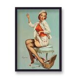 1960's Inspired Pin Up Girl Sewing Hem On Poster by Gil Elvgren