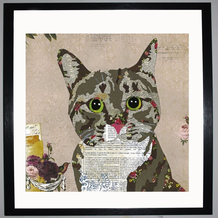 Tabby Cat by UK Collage artist and illustrator Clare Thompson
