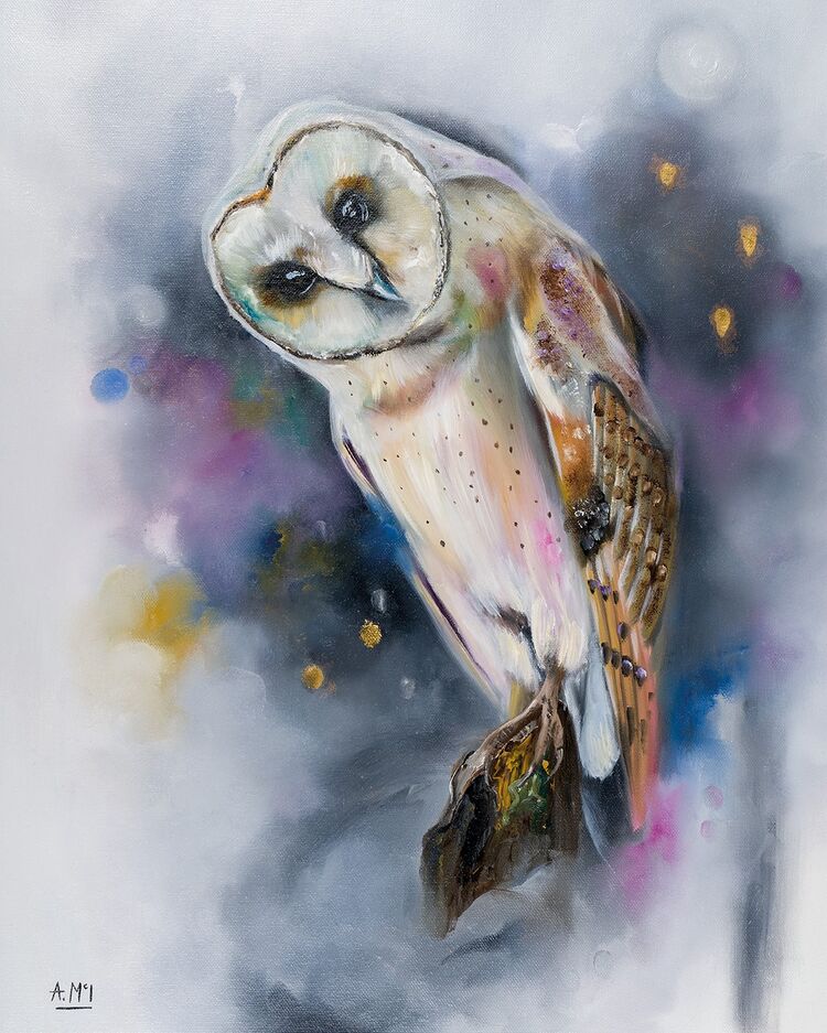 Owl Watching Canvas Art Print by Alison McIlkenny