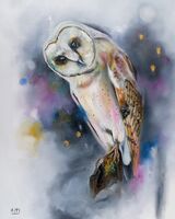 Owl Watching Canvas Art Print by Alison McIlkenny