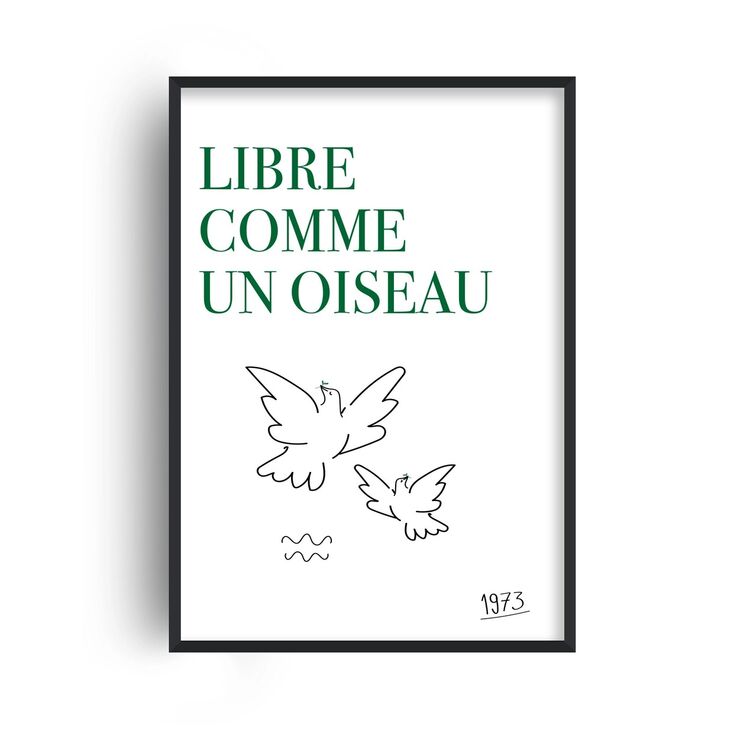 Libre Comme Un Oiseau (Free As A Bird) Bohemian Art Quote Framed Print