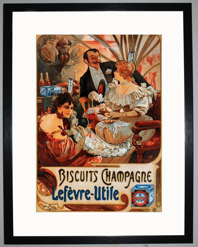 Biscuits Champagne Lefèvre Utile Framed Art Print by Alphonse Mucha