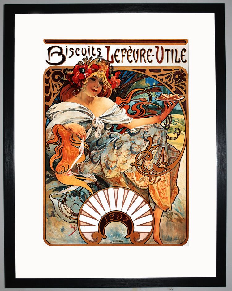 Biscuits Lefevre Utile Framed Art Print by Alphonse Mucha