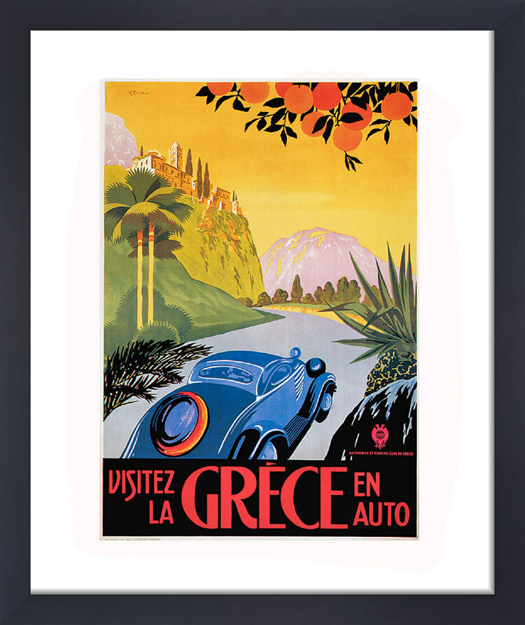 Grece En Auto Framed Art Print by Vintage Cars