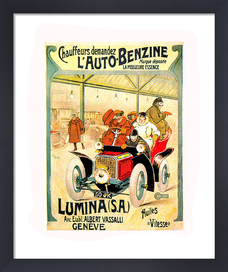 L'Auto Benzine Framed Art Print by Vintage Cars