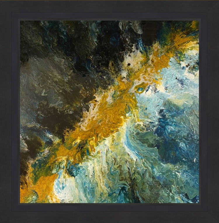 Tide Fusion Original mixed media artwork on metal by Claire Woolhead