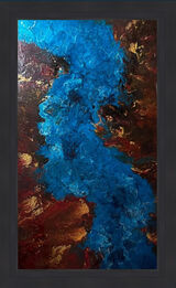 Adamo River Original mixed media artwork on metal by Claire Woolhead