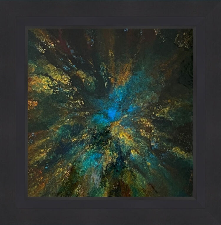 Naida Forest Original mixed media artwork on metal by Claire Woolhead