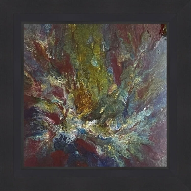 Dahlia Dreams Original mixed media artwork on metal by Claire Woolhead