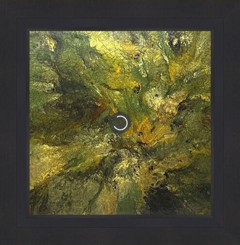 The Olive and The Orange Original mixed media artwork on metal by Claire Woolhead