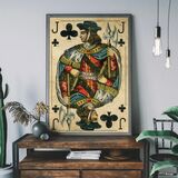 Vintage Playing Card Print - Jack of Clubs Framed Art Print