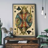 Vintage Playing Card Print - King of Clubs Framed Art Print
