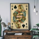 Vintage Playing Card Print - Queen of Spades Framed Art Print