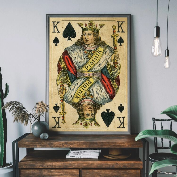 Vintage Playing Card Print - King of Spades Framed Art Print