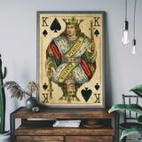 Vintage Playing Card Print - King of Spades Framed Art Print