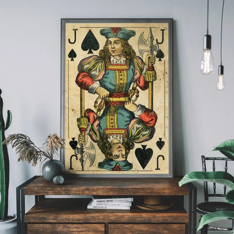 Vintage Playing Card Print - Jack of Spades Framed Art Print