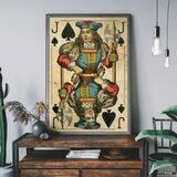Vintage Playing Card Print - Jack of Spades Framed Art Print