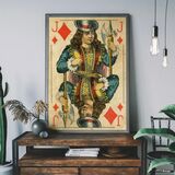 Vintage Playing Card Print - Jack of Diamonds Framed Art Print