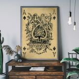 Vintage Playing Card Print - Ace of Spades Framed Art Print