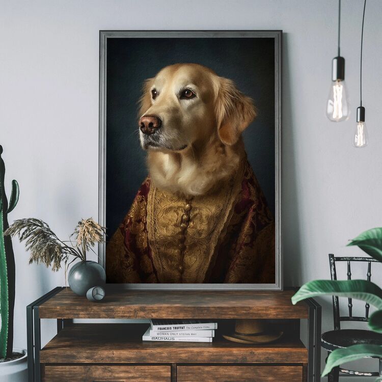 Golden Retriever Dog Portrait Framed Art Print