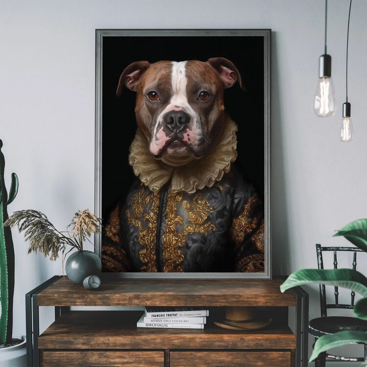 Staffordshire Bull Terrier Dog Portrait Framed Art Print
