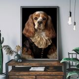 Tan & White Cocker Spaniel Dog Portrait Framed Art Print