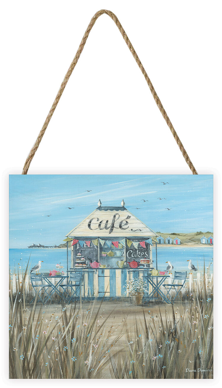 Beach Café Woodblock Print by Diane Demirci