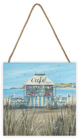 Beach Café Woodblock Print by Diane Demirci