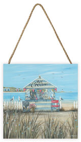 Beach Ice Cream Woodblock Print by Diane Demirci