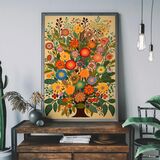 Folk Art Style Flowers Light Framed Art Print