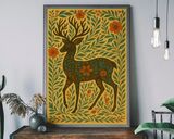 Folk Art Style Deer Framed Art Print