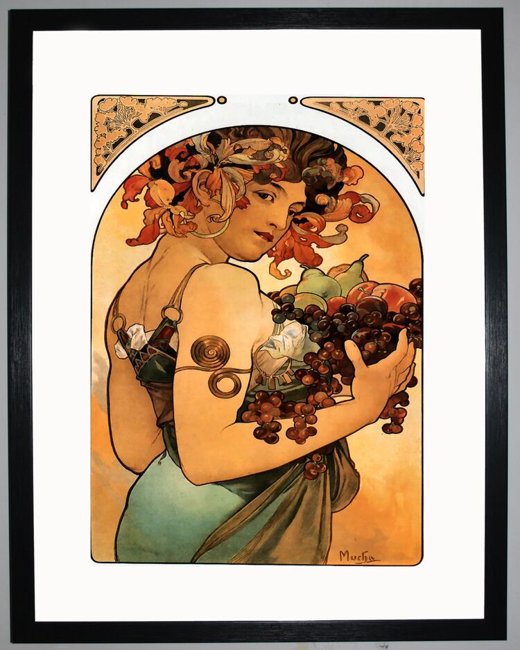 Fruit Framed Art Print by Alphonse Mucha