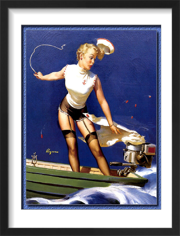1960's Inspired Pin Up Girl Framed Art Print by Gil Elvgren