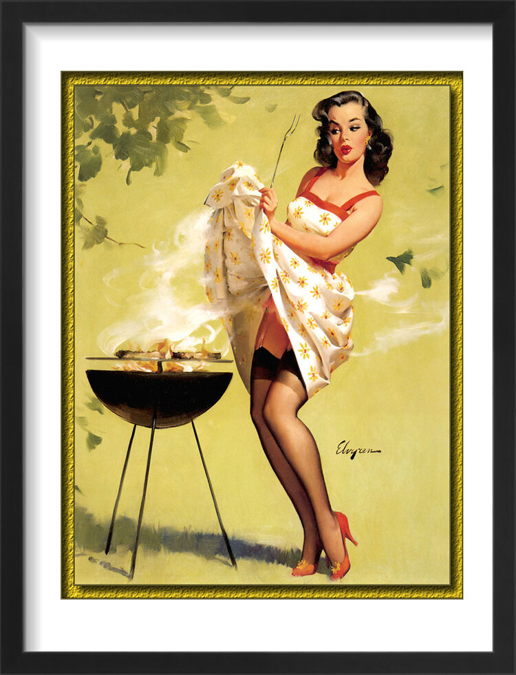 1960's Inspired Pin Up Girl Framed Art Print by Gil Elvgren