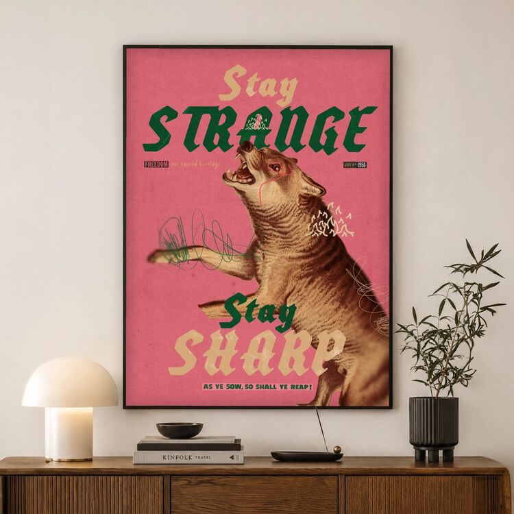 Stay Strange Graphic Framed Art Print