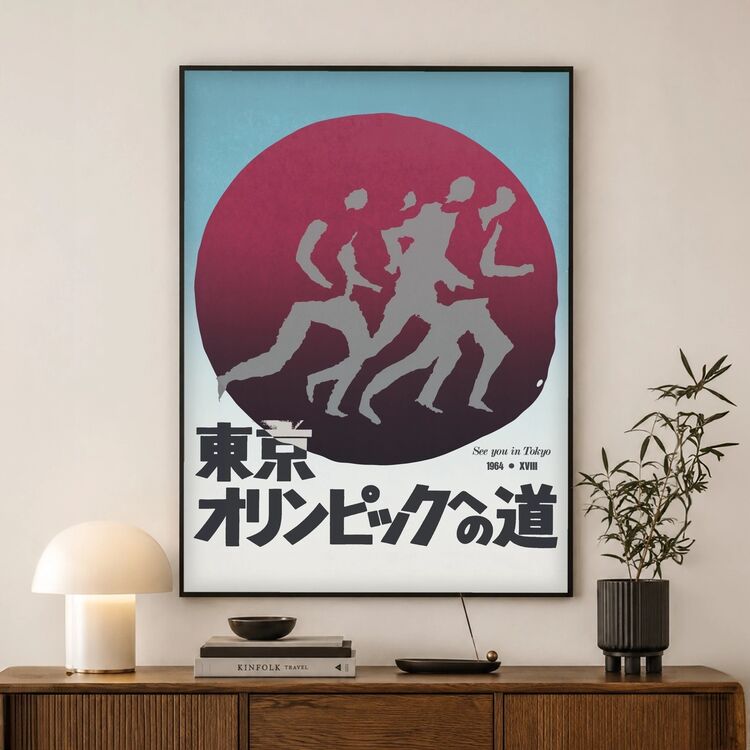 Tokyo Running Graphic Framed Art Print