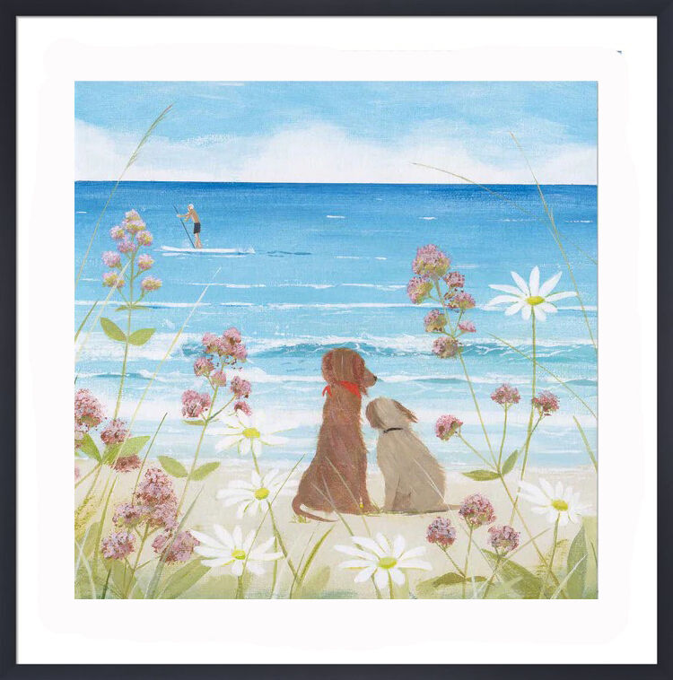 Dogs Down by the Coast Framed Art Print by Hannah Cole