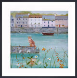 Harbour Wall Cat Framed Art Print by Hannah Cole