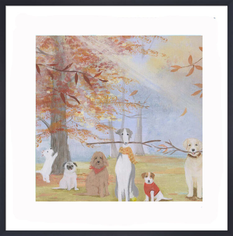 Autumn Dogs Framed Art Print by Hannah Cole