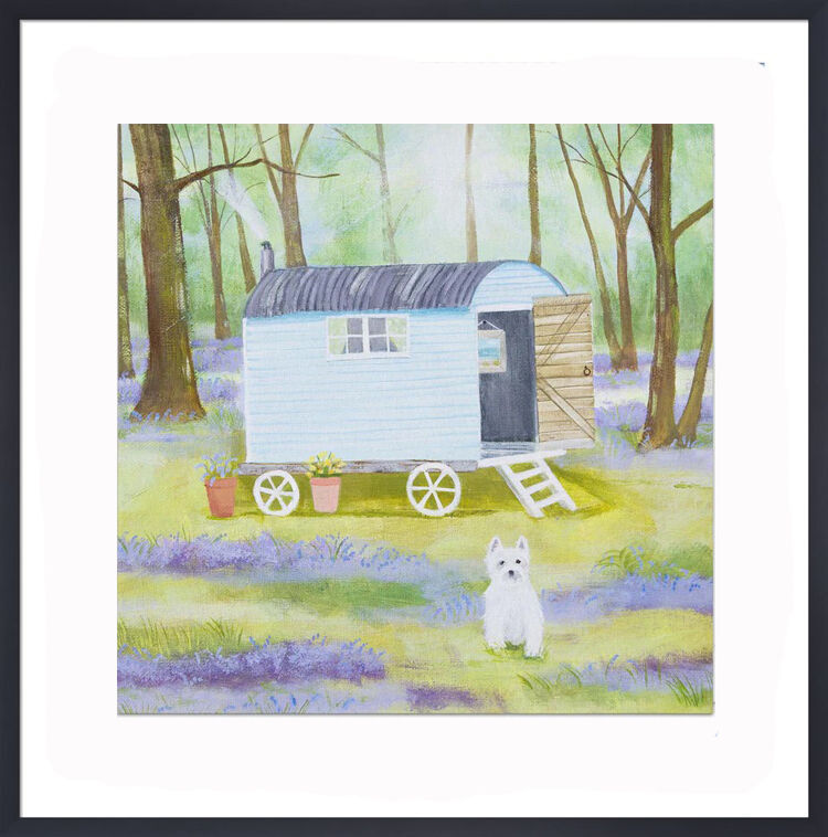 Westie in the Woods Framed Art Print by Hannah Cole