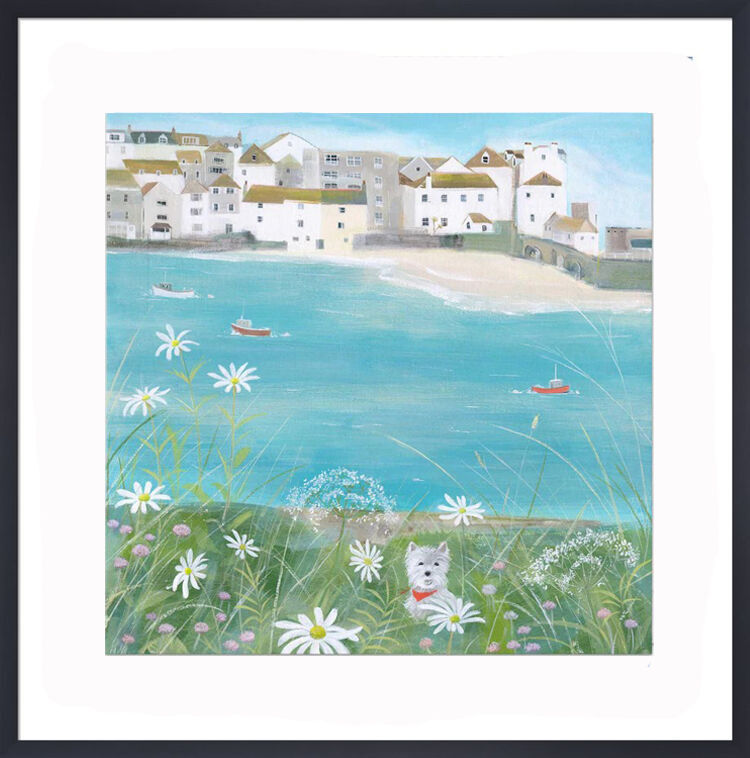 Westie Watching St Ives Framed Art Print by Hannah Cole
