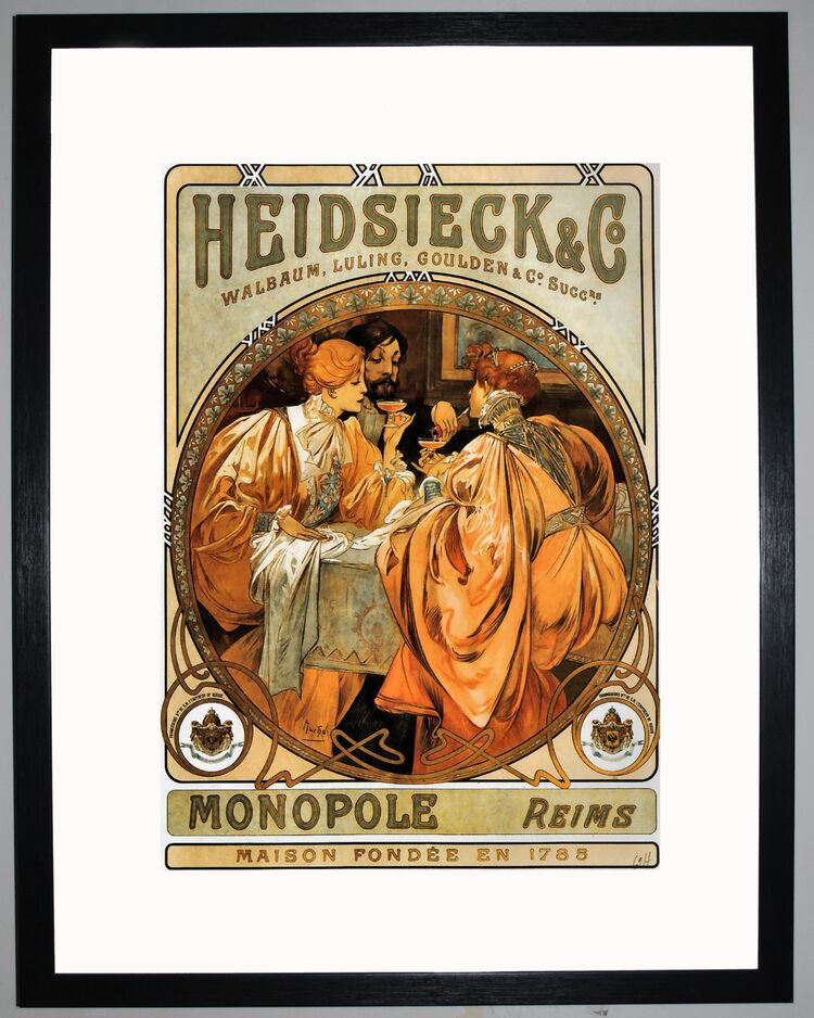 Heidsieck & Co Framed Art Print by Alphonse Mucha