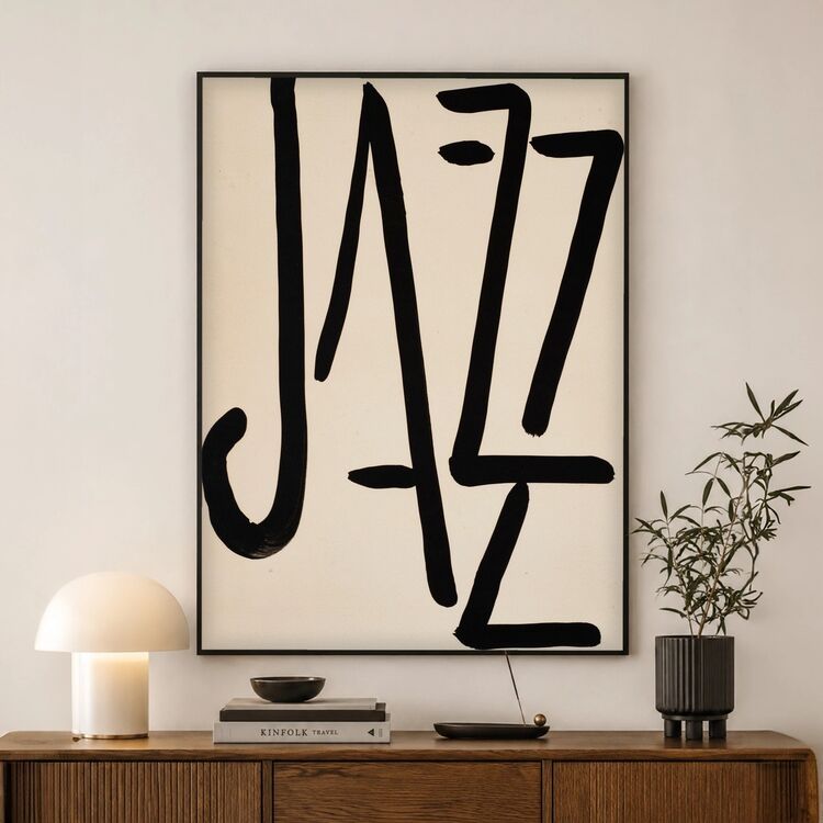 Jazz Typography Graphic Framed Art Print